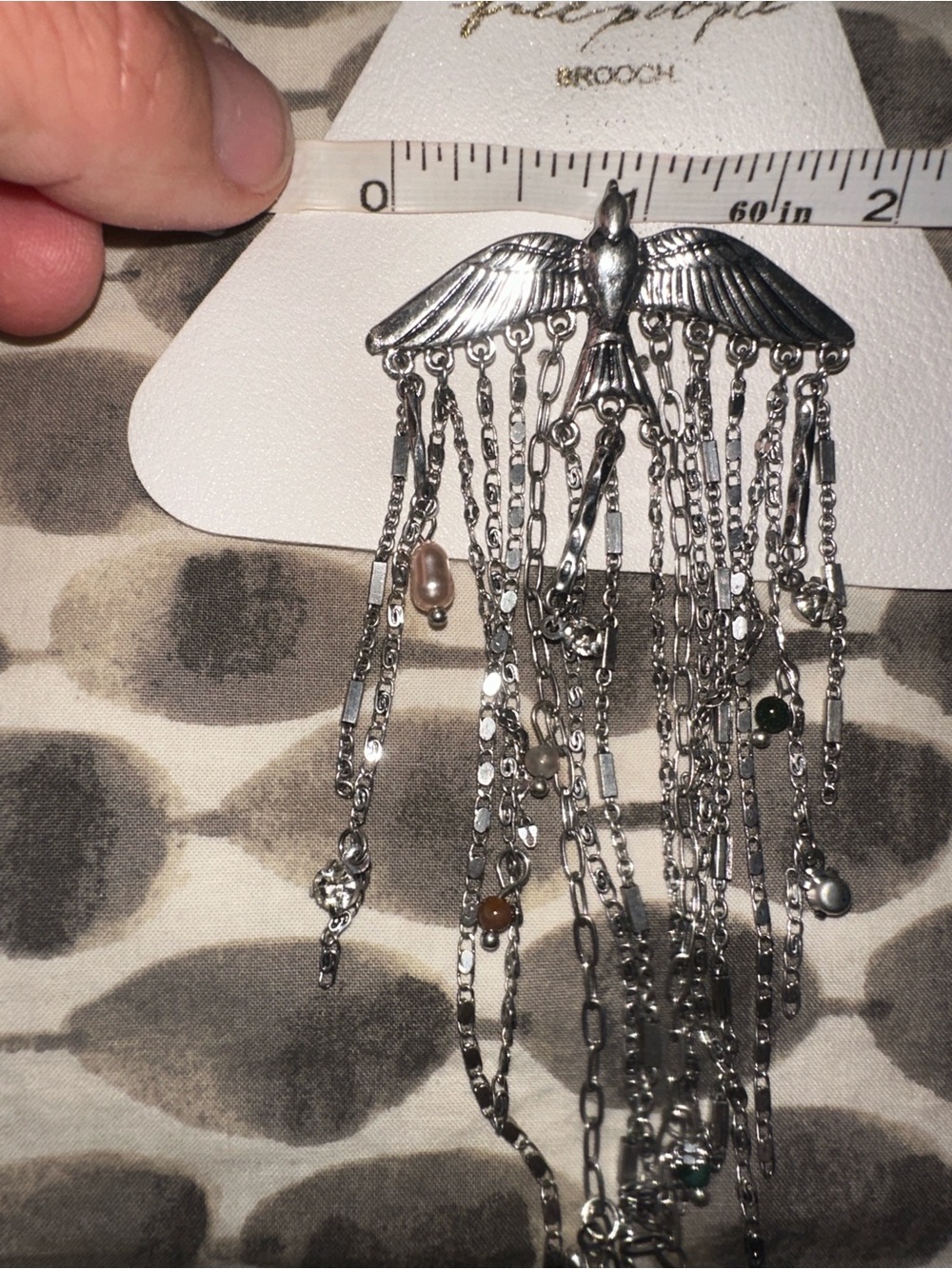 Free People Silver Winged Bird Fringe Brooch- NWT - Picture 6 of 7